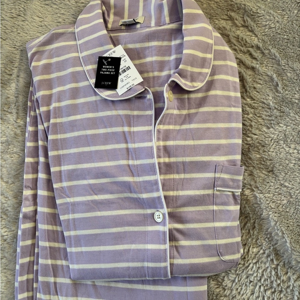 NWT Cozy J Crew Factory Purple Striped Pajamas